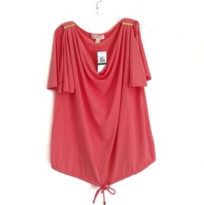 MICHAEL Michael Kors Blouse Caribbean Pink Gold Hardware  on Shoulders Large NWT